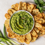 Green Goddess Hummus with Focaccia Crackers