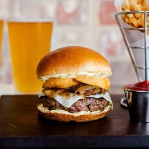 Caramelized Bourbon Onion Burger - TRIBECA OVEN